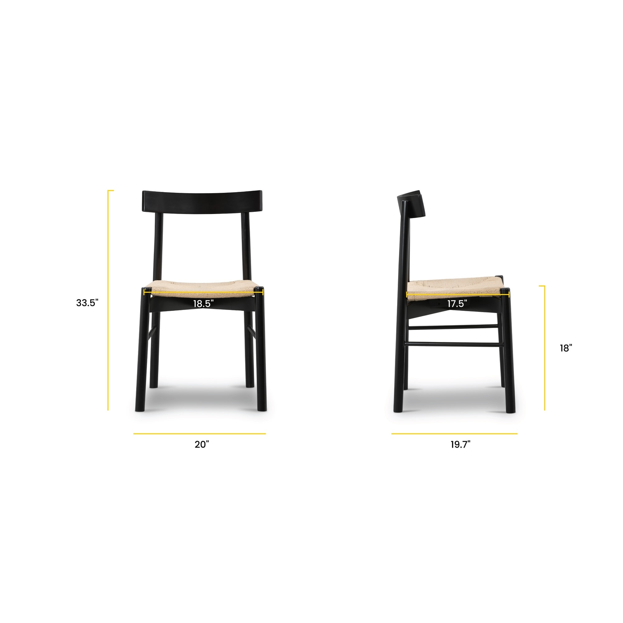 Poly & Bark Hamm Dining Chair - Solid Wood with Woven Seat