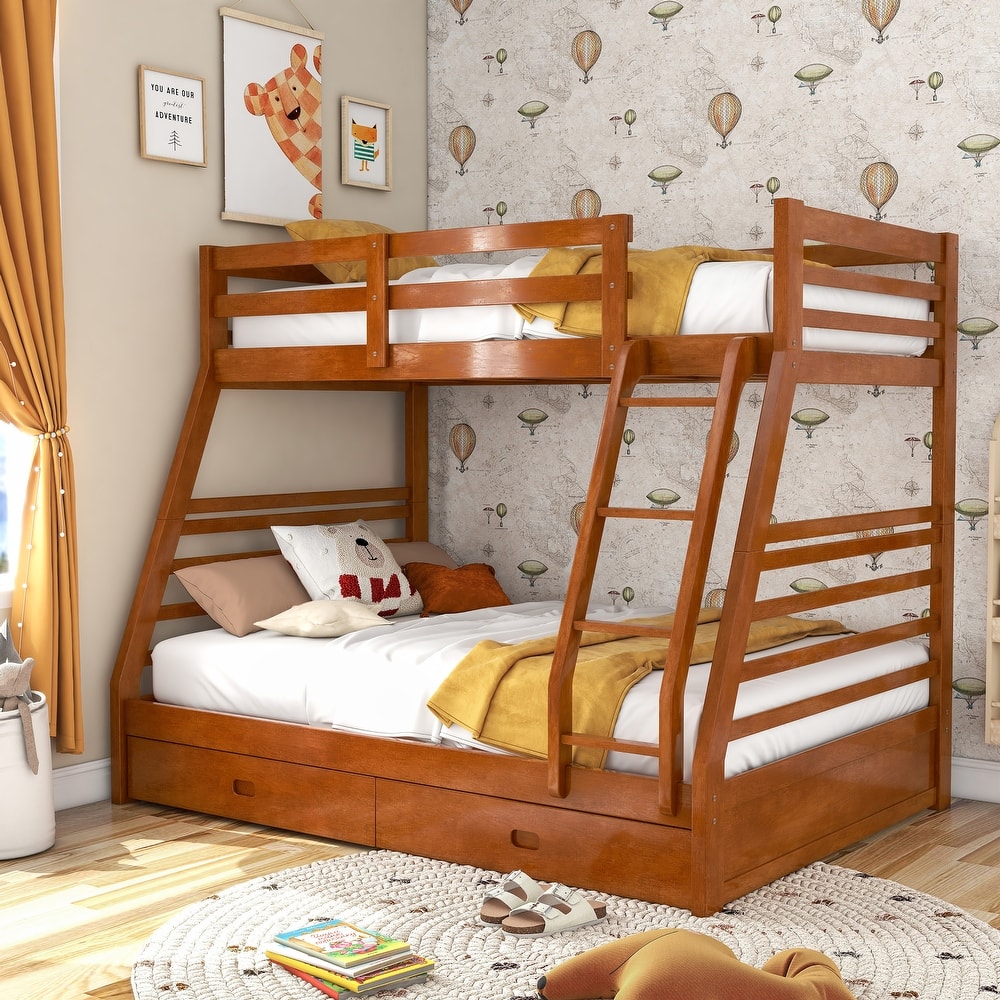 Cude Modern Twin over Full Solid Wood Bunk Bed Set by Furniture of America