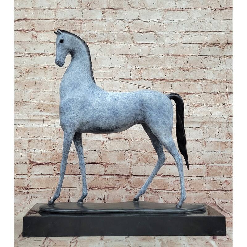 Bronze Imitative Horse Statue - Minimalist Equestrian Sculpture Decor Signed Art