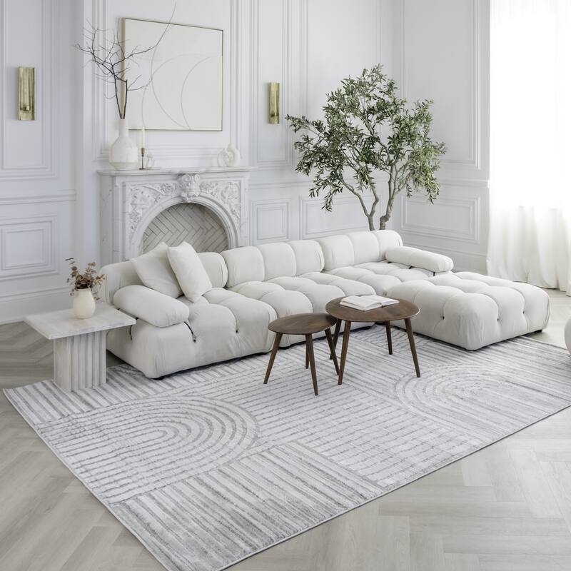 Rug Branch Abstract Modern Geometric Grey Indoor Area Rug