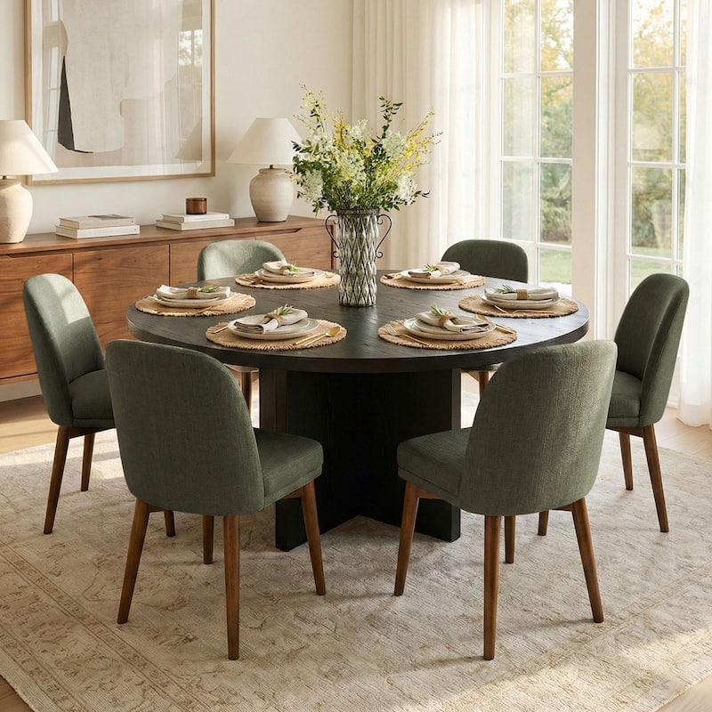 Modern Parsons Dining Chairs with Solid Wood Legs