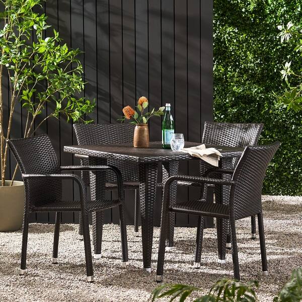 Dover Outdoor Wicker Armed Lightweight Stacking Chairs (Set of 4) by ...