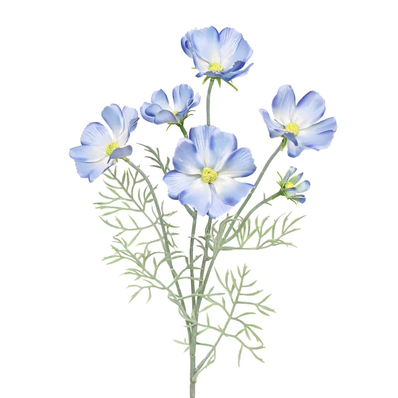 Set of 6 Blue Artificial Cosmos Flower Stem Spray 24in - 24" L x 6" W x 6" DP