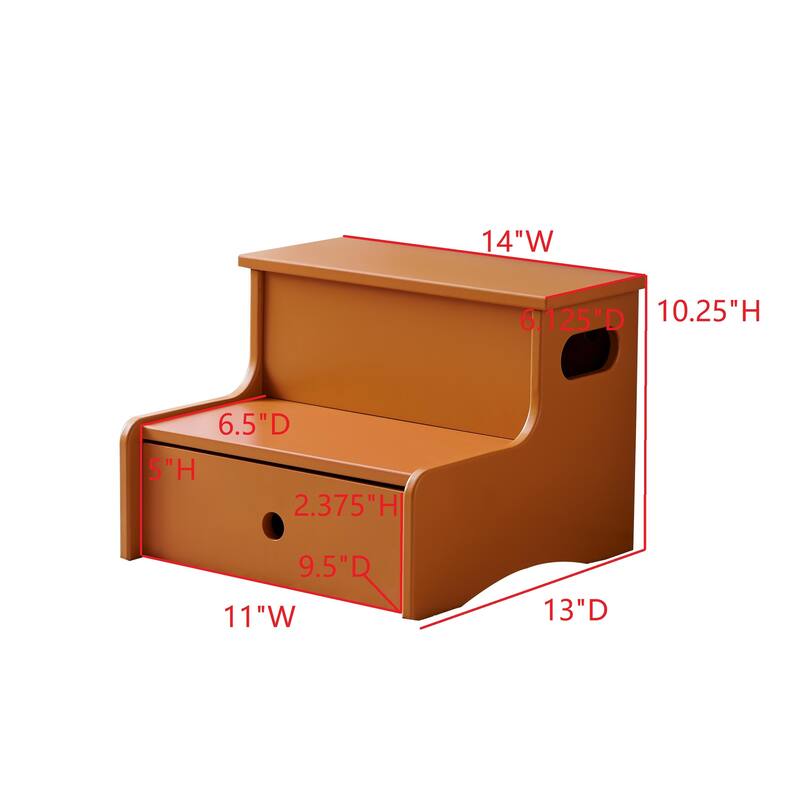 Lylia Collection MDF Wood 2-Step Kids Stool with Storage