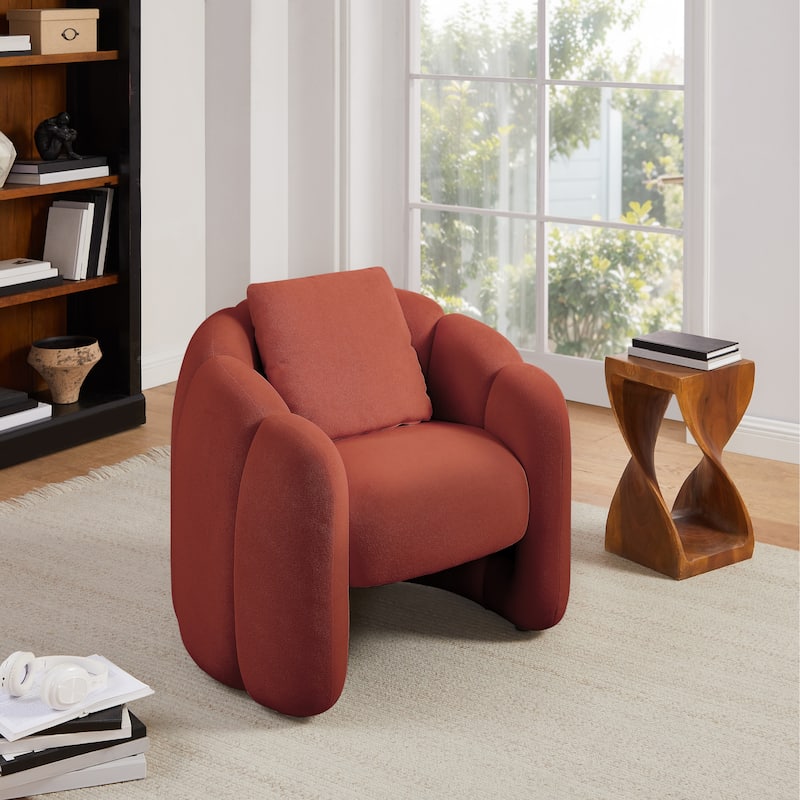 Art Leon Petal Accent Barrel Chair with Pillows - Red