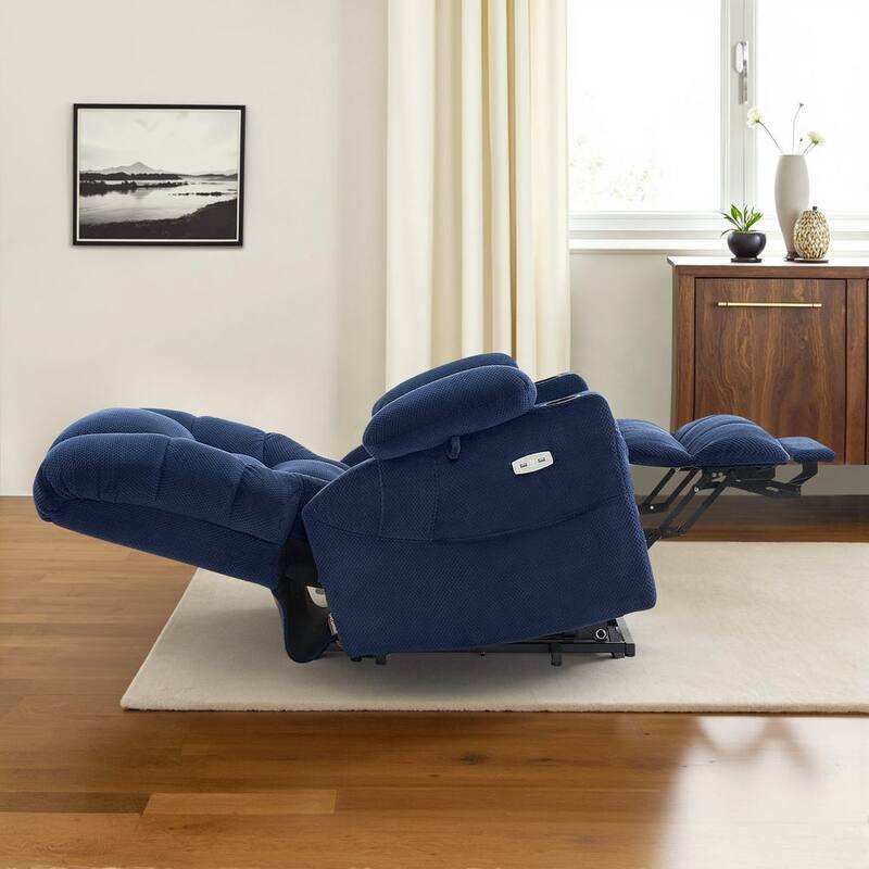 MCombo Large Dual Motor Power Lift Recliner Chair with Massage and Dual Heating for Big and Tall Elderly People, Fabric 7634