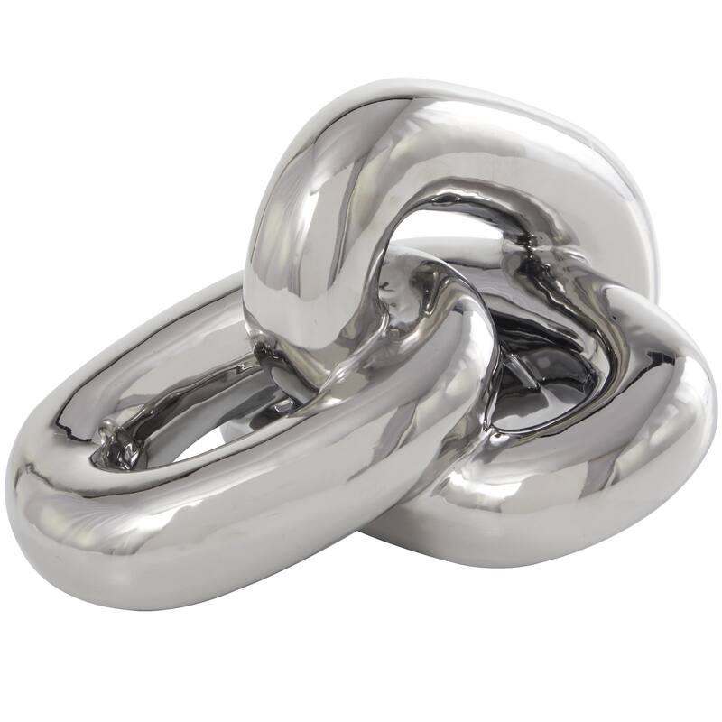 Ceramic Chain 3 Link Decorative Sculpture - Gold, Silver - Roche River Decor