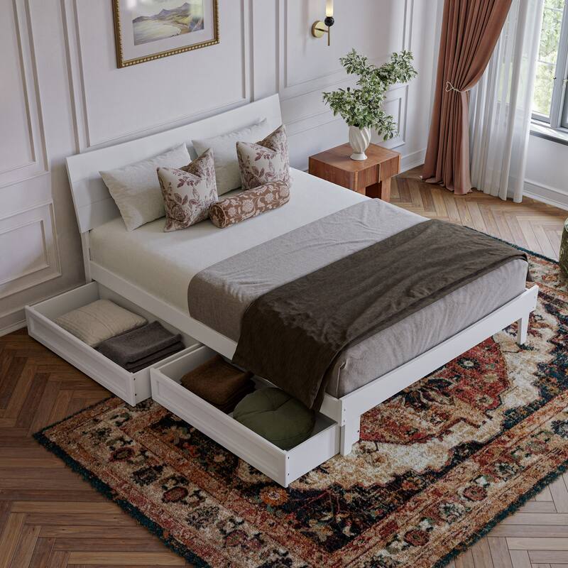Phoenix Wood Platform Bed with Storage Drawers