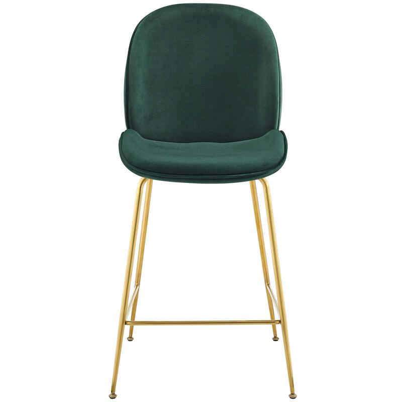 Scoop Gold Stainless Steel Leg Performance Velvet Counter Stool - N/A