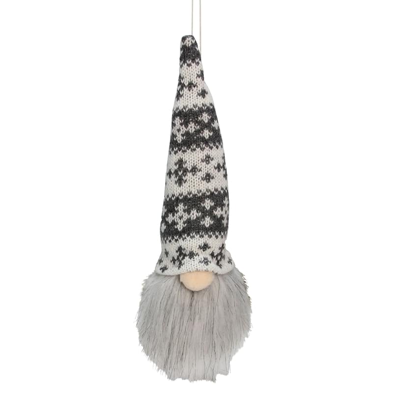 6.25" Gnome Head with Hat Hanging Christmas Ornament - Grey
