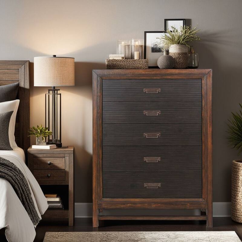 Bridgevine Home Branson 5-drawer Chest, No Assembly Required, Two-Tone Finish
