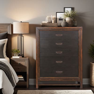 Bridgevine Home Branson 5-drawer Chest, No Assembly Required, Two-Tone Finish