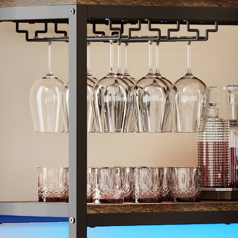 Moasis 5-Tier 38 Bottles Freestanding Floor Wine Rack Floor Liquor Cabinet with Glass Holder and Shelves