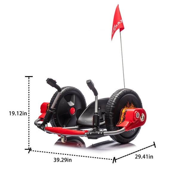 dimension image slide 1 of 3, High-Speed 12V Ride On Toy with Pedal Accelerator, Dual Motors, Big Wheels, and Safety Belt