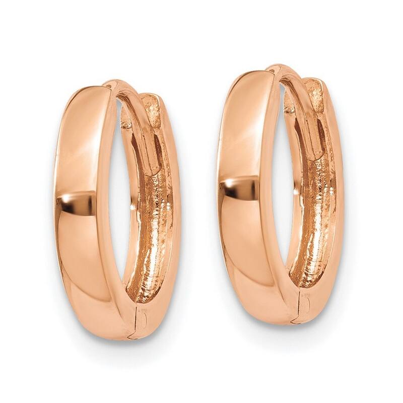 Curata 10k Rose 11x1.8mm Yellow Gold Round Hinged Hoop Earrings