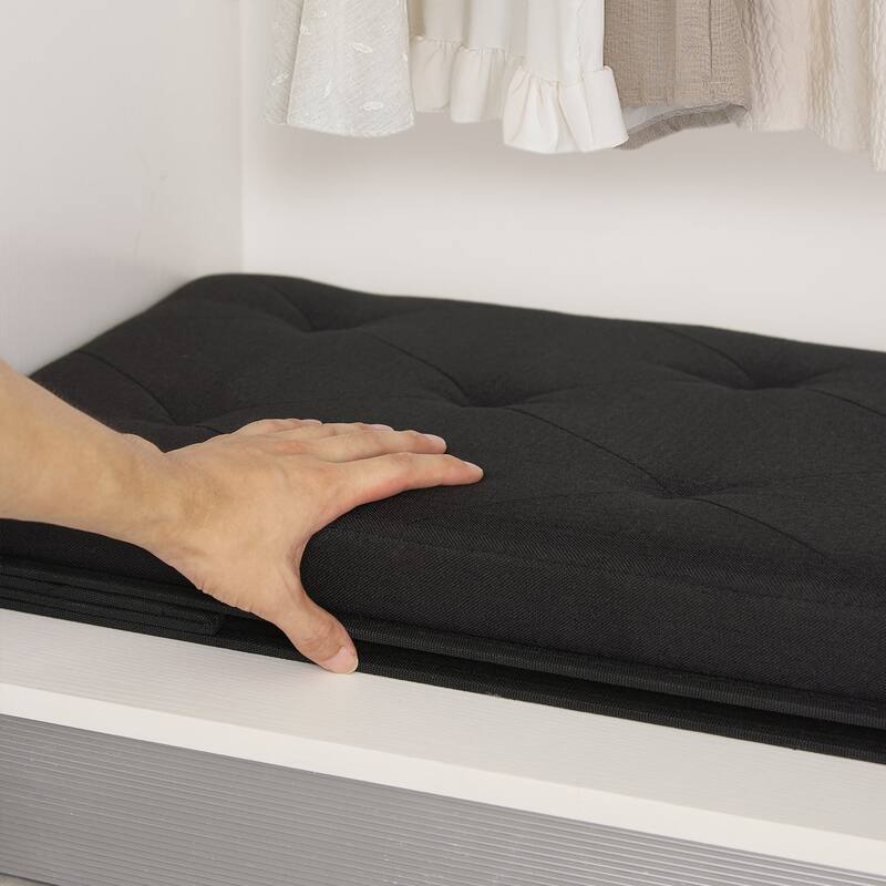 VECELO Set of 1 or 2 Foldable Storage Ottoman Bench 43" Fabric Ottoman with Lid Multi-Functional Folding Ottoman for Living Room