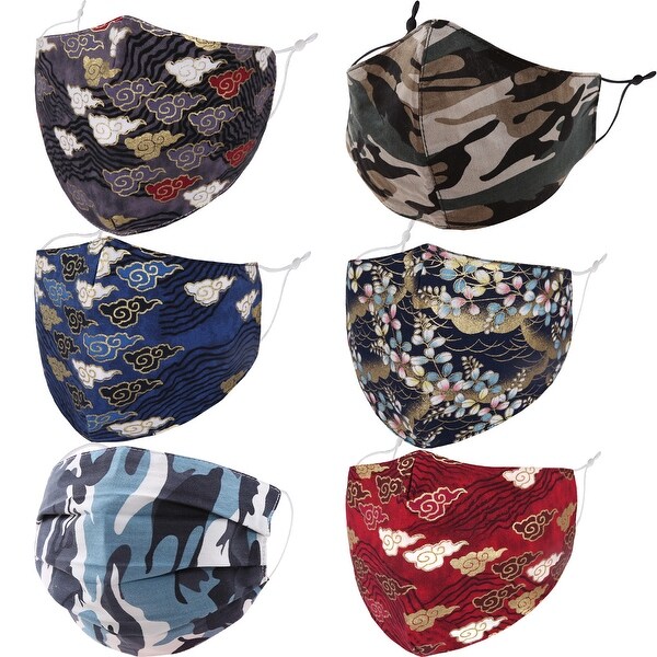 6Piece / 4Piece Pack Printed Design Adjustable Strap Cotton Face Mask. Opens flyout.