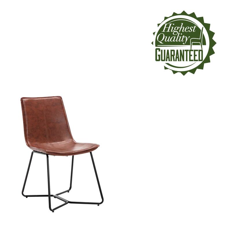 Porthos Home Bruna Dining Chairs Set of 2, PU Leather, Cross Sled Legs