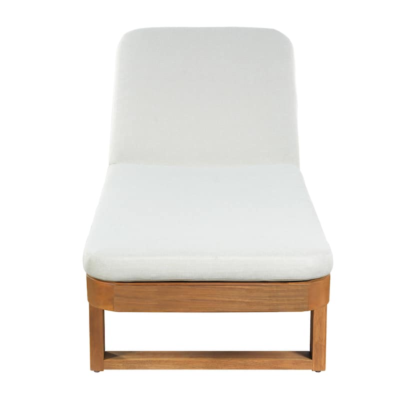 Christopher Knight Home - Milos Outdoor Acacia Wood Chaise Lounge with Adjustable Backrest & Water Resistant Cushioned Seat