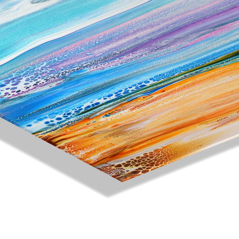 Kate and Laurel Sand and Surf Floating Acrylic Art by Xizhou Xie