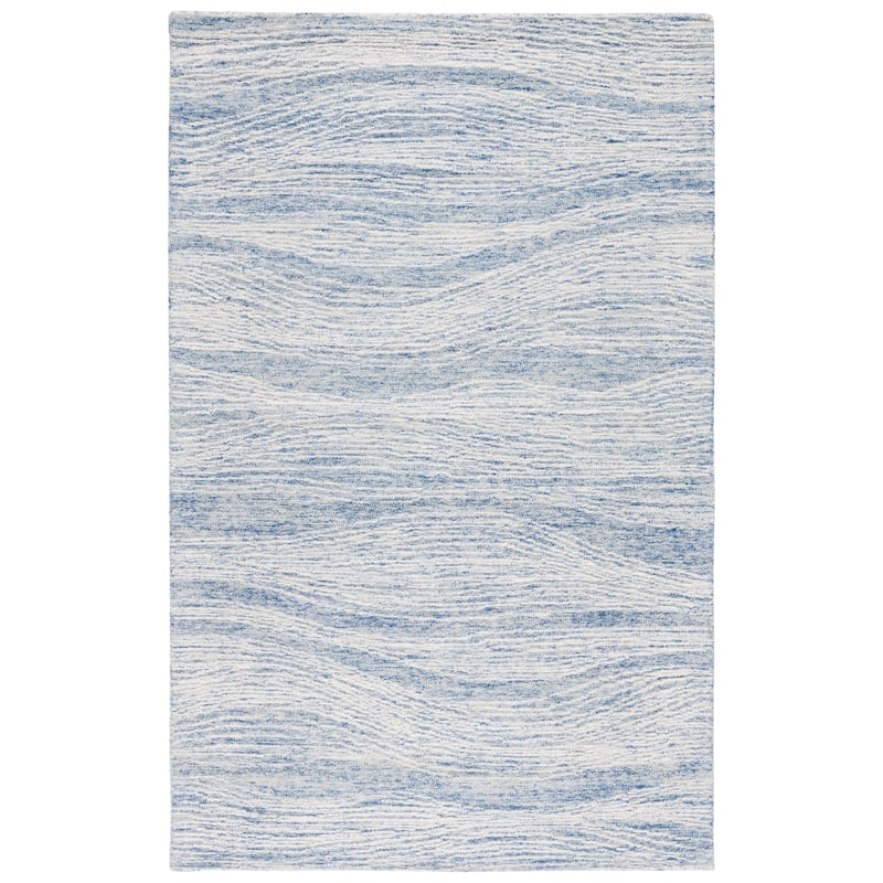 SAFAVIEH Handmade Metro Annarosa Modern Abstract Wool Rug - 4' Square - Blue/Ivory - Square