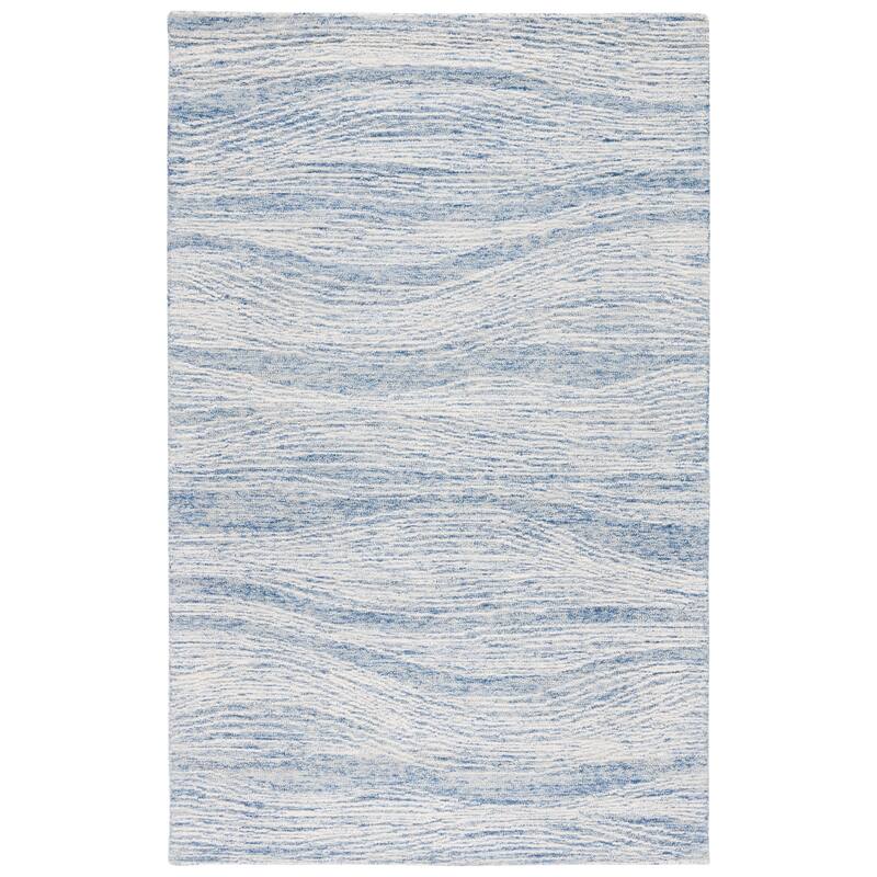 SAFAVIEH Handmade Metro Fetnete Modern Abstract Wool Rug - 4' Square - Blue/Ivory