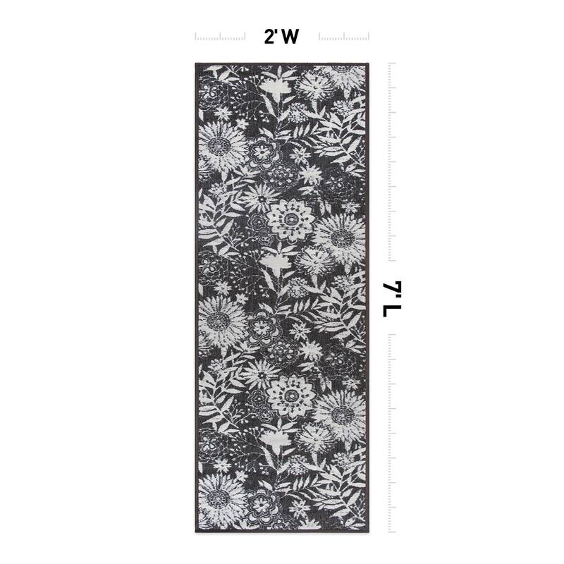 Modern Floral Flowers Indoor/Outdoor Area Rug