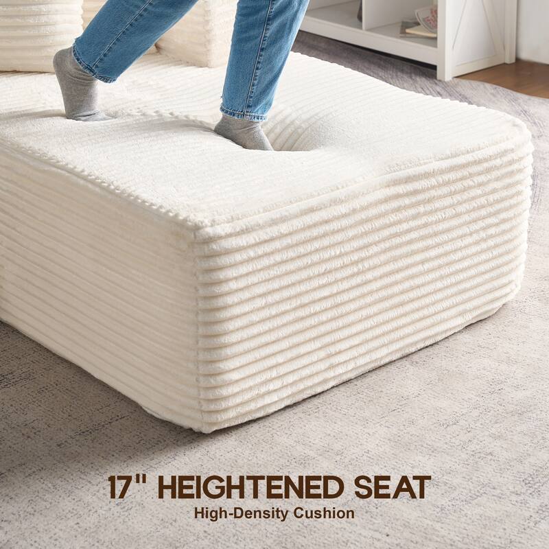 OVIOS All-Foam Cloud L-Shaped Lounger Sofa​ ​​With Ottoman​