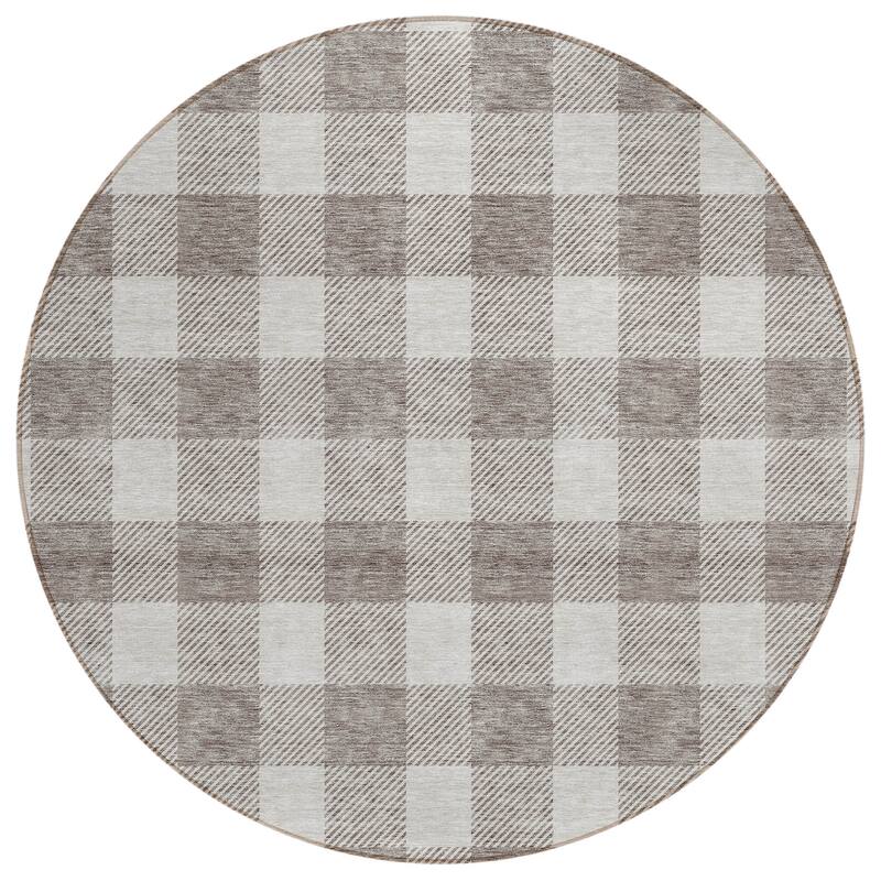 Machine Washable Indoor/ Outdoor Chantille Plaid Rug