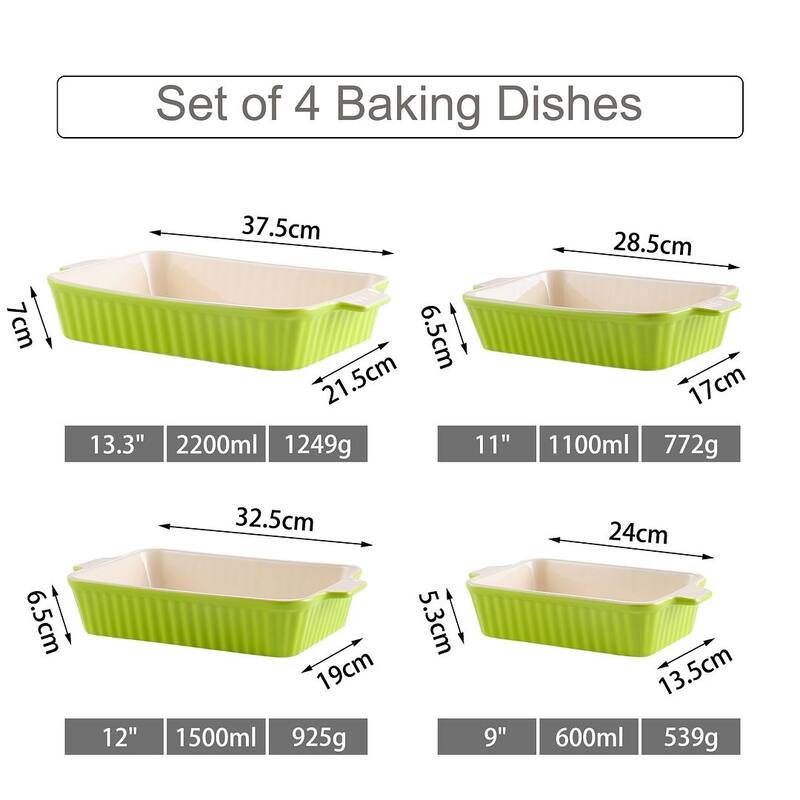 MALACASA Series Bake.Bake, Rectangle Porcelain Bakeware Set