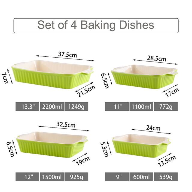 MALACASA Series Bake.Bake, Rectangle Porcelain Bakeware Set
