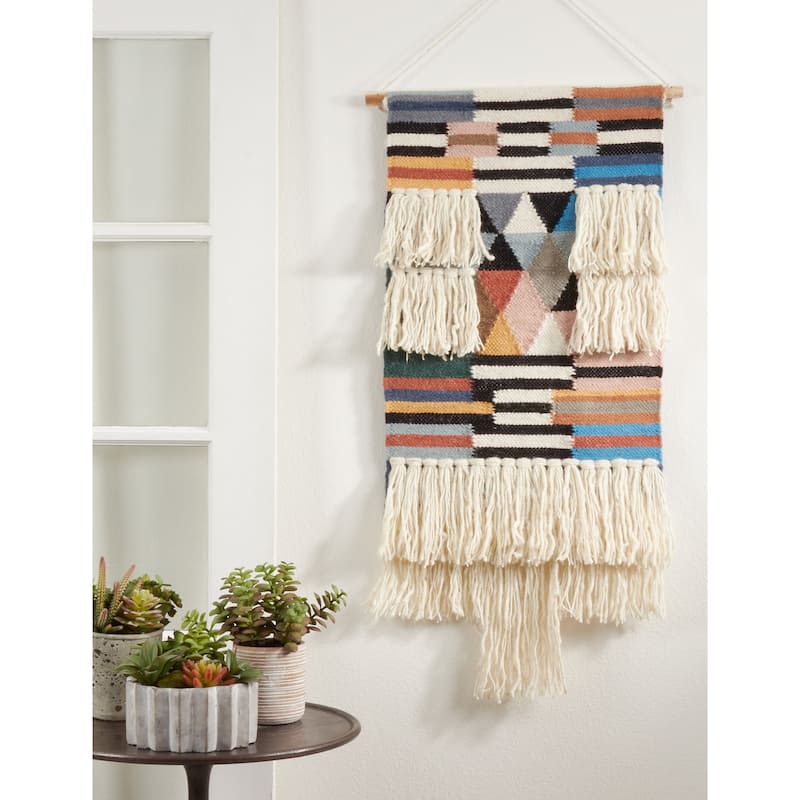 Fringe Design Textured Woven Wall Hanging