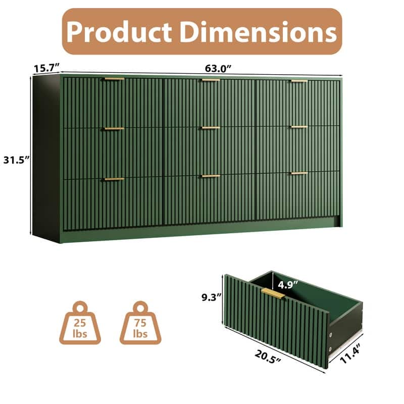 9-Drawer Dresser 63" W