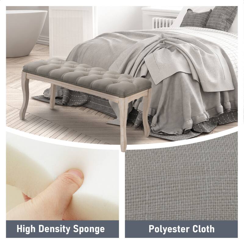 Pellebant Modern Upholstered Button-tufted Bench Ottoman - 43.3" W x 15 " D x 18.90 " H