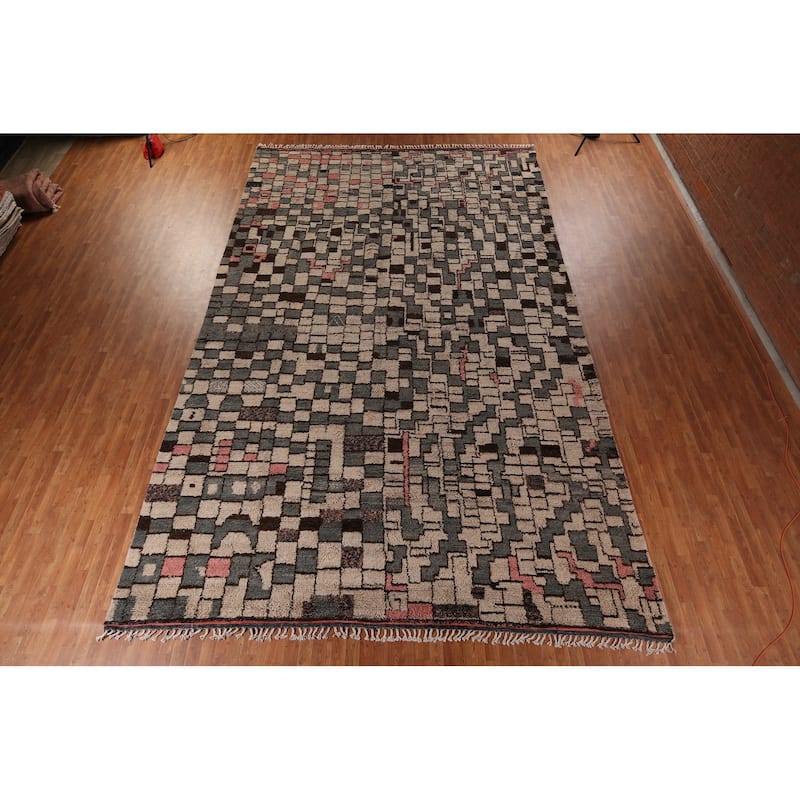 All-Over Plush Moroccan Large Area Rug Handmade Wool Carpet - 11'4" x 18'8"