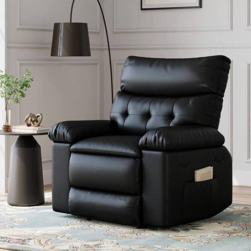 Extra Wide Manual Recliner Sofa Lazy Chair for Living Room, Bedroom - Black
