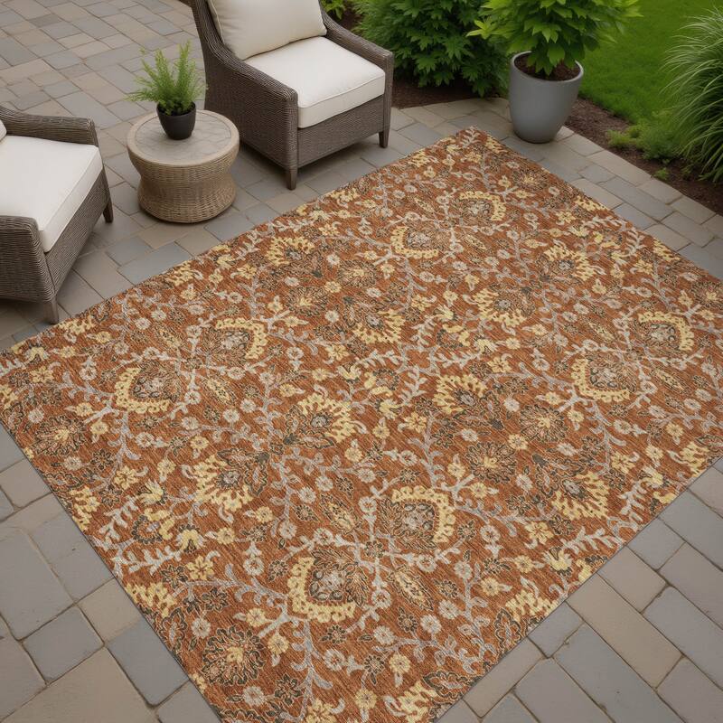 Machine Washable Indoor/ Outdoor Traditional Hartman Chantille Rug