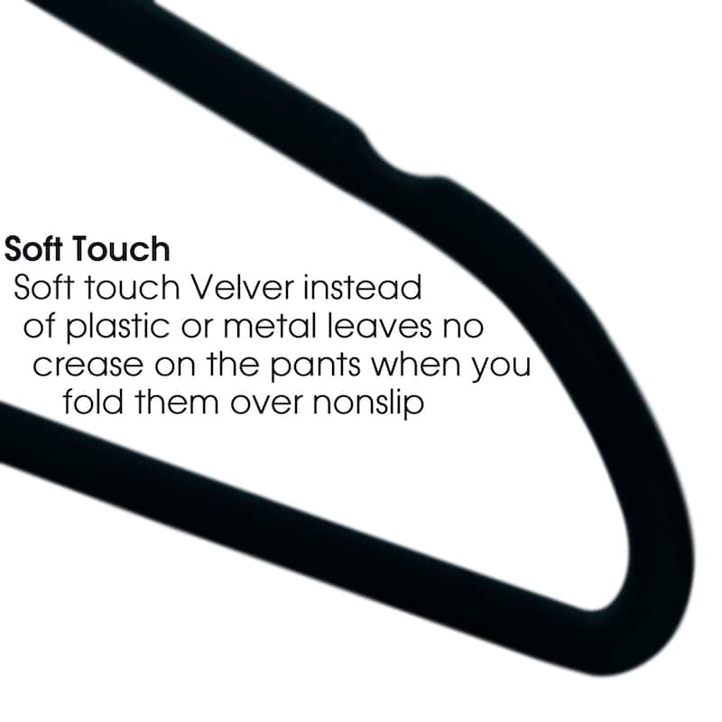 Elama Home 50Pc Velvet Slim Clothes Hangers w/SS Swivel Hooks in Black