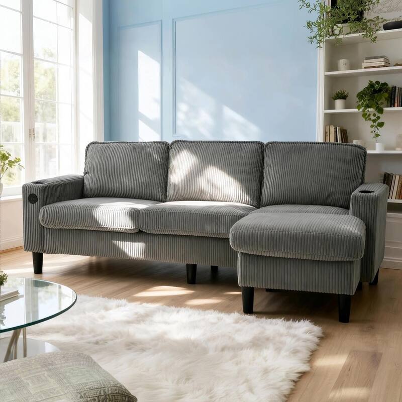 3-seat combo sofa with storage ottoman for living room apartment bedroom