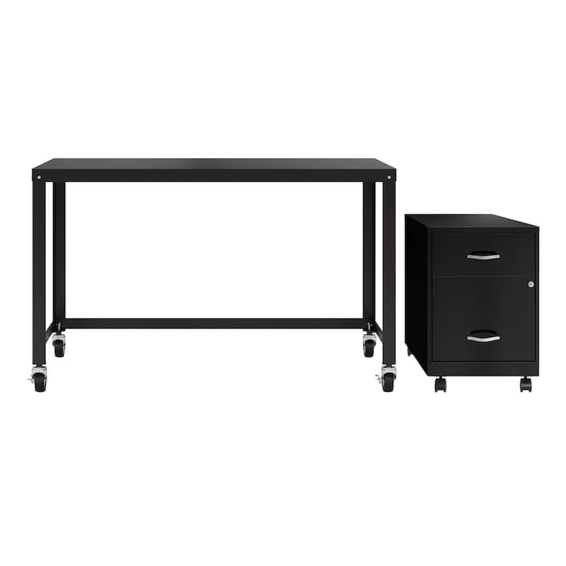 Space Solutions Home Office Desk and Storage Set - Black