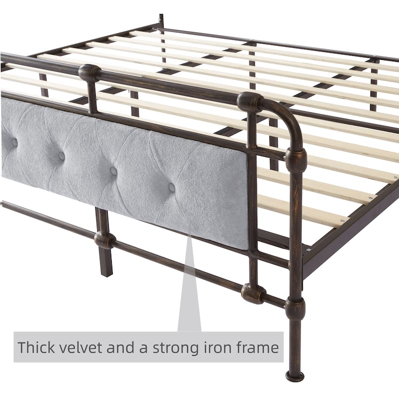 King size High Boad Metal bed with soft head and tail Bed Bath