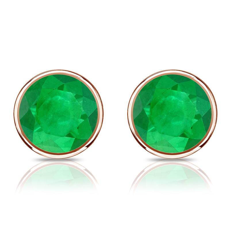 Auriya 14k Gold 3/5ctw Bezel-set Emerald Gemstone Stud Earrings