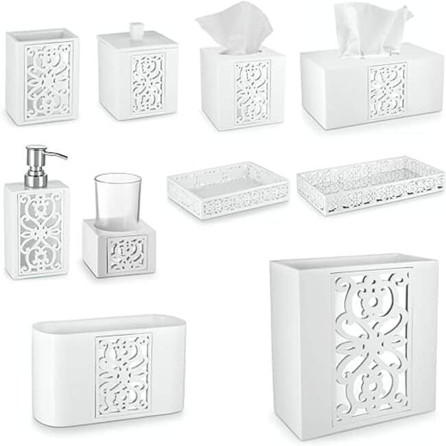 Creative Scents White Qtip Holder With Lid Decorative Cotton Ball Jar Durable Cotton Swab Container