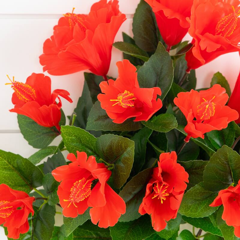 19-in UV Resistant Artificial Hibiscus Bush - Set of 3