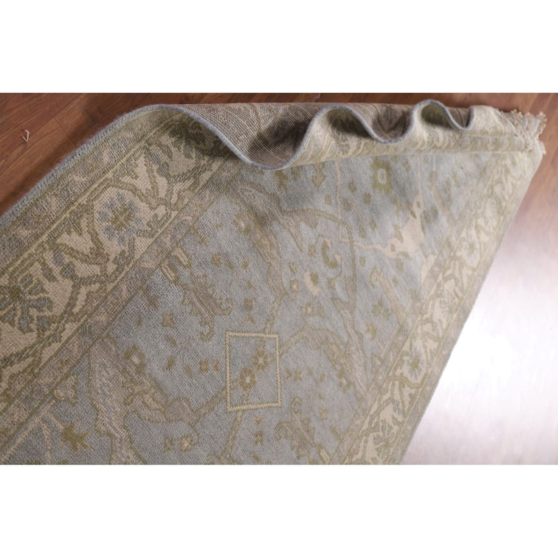 Blue All-Over Oushak Oriental Runner Rug Handmade Wool Carpet - 4'1" x 19'3"