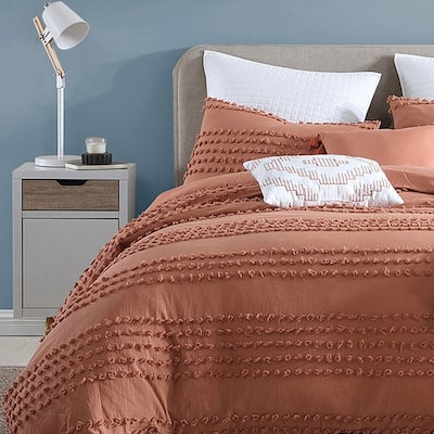 Marilla 100% Cotton Clipped Dots Stripes Jacquard 5-Piece Bedding Comforter Set