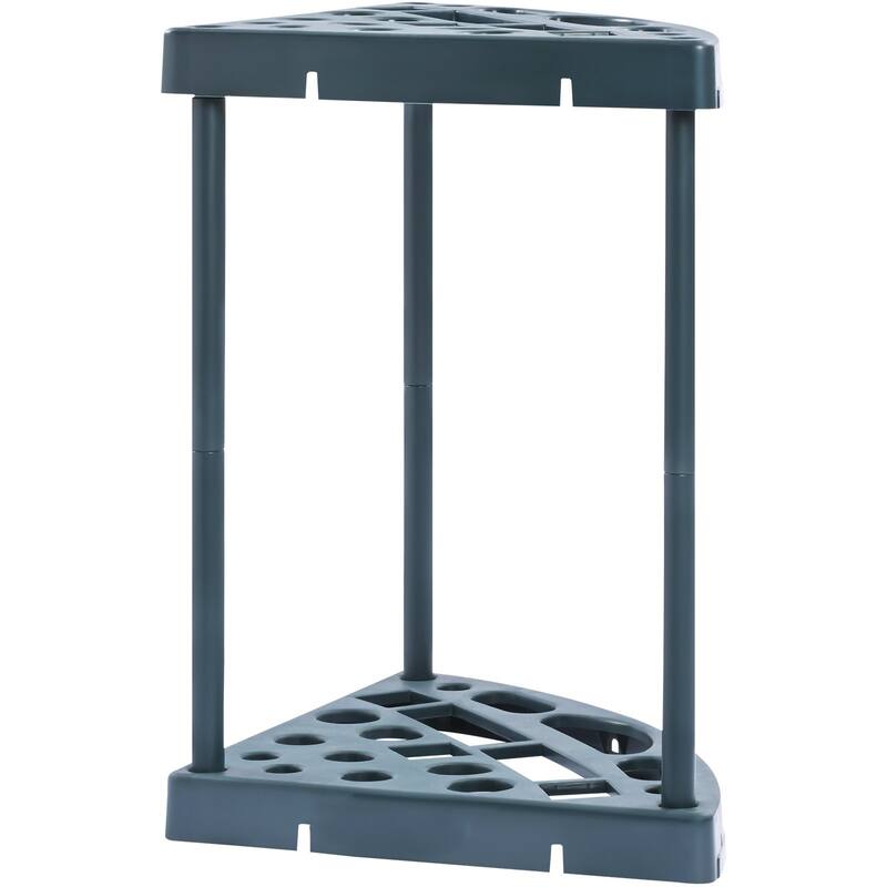 Blue PP 19 Slots Garden Tool Organizer Tower Rack with Upper and Lower Trays for Storage - 19.4 x 32 x 20 in