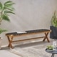 preview thumbnail 3 of 8, Roomfitters Outdoor Bench with Handcrafted Rope Weave Seat, X-Cross Frame Design, Durable and Stylish Seating, Black Woven