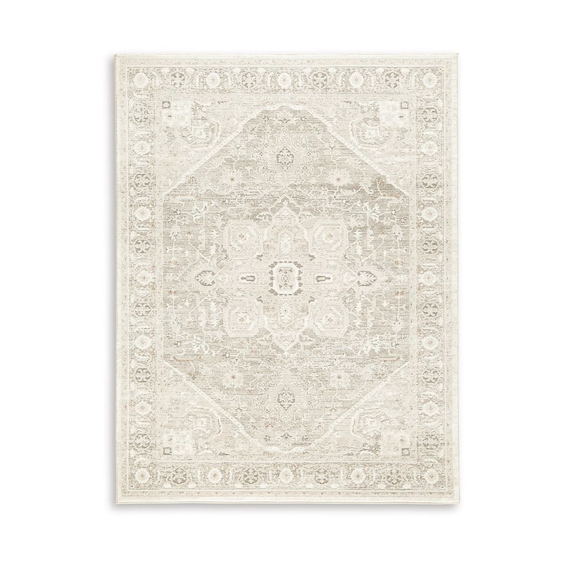 Wei 8 x 10 Large Area Rug, Persian Inspired Medallion Motif, Ivory Beige - 8 x 10