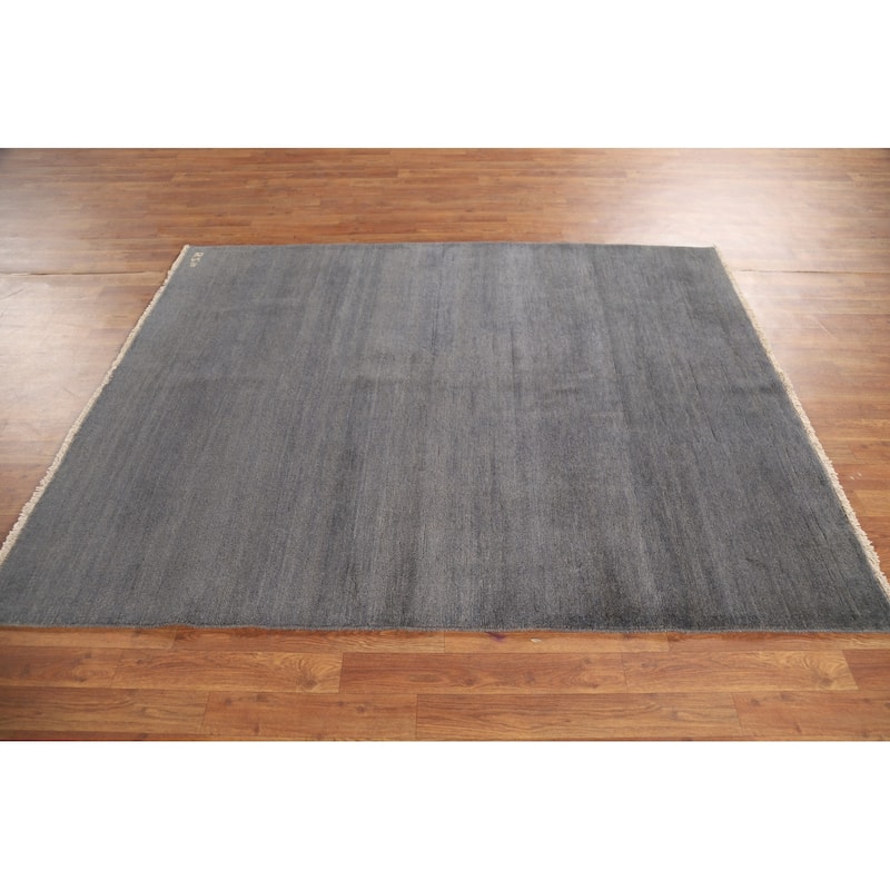 Gray Blue Gabbeh Modern Oriental Rug Hand-Knotted Wool Carpet - 5'1"x 6'4"